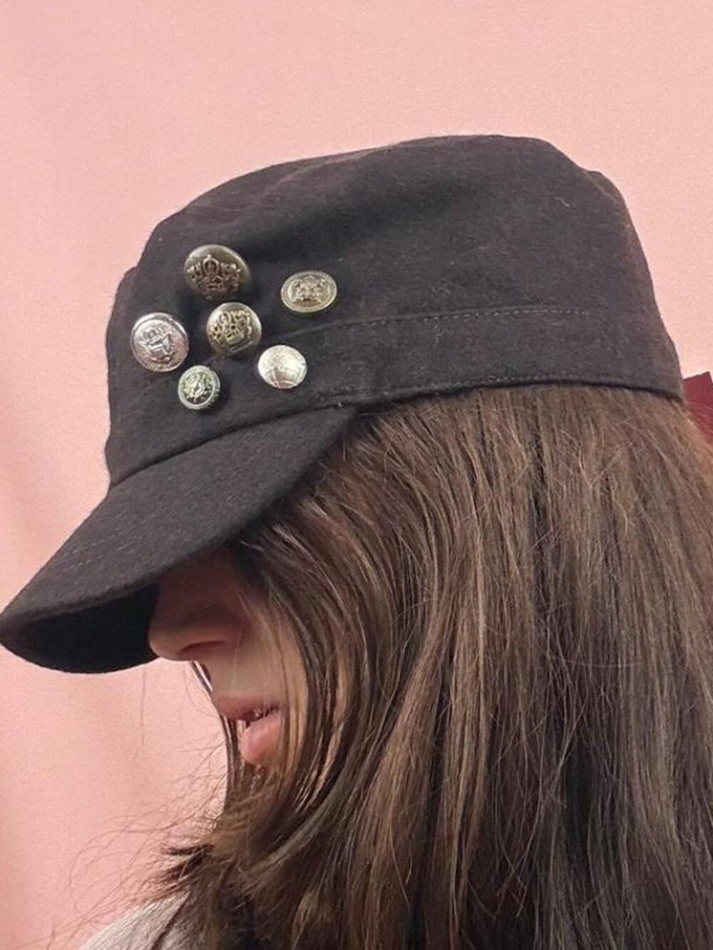 Y2K Messenger Boy Hat (With metal embellishments)